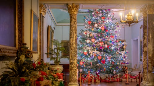 The Staircase Hall decorated for Christmas, Tatton Park, Cheshire